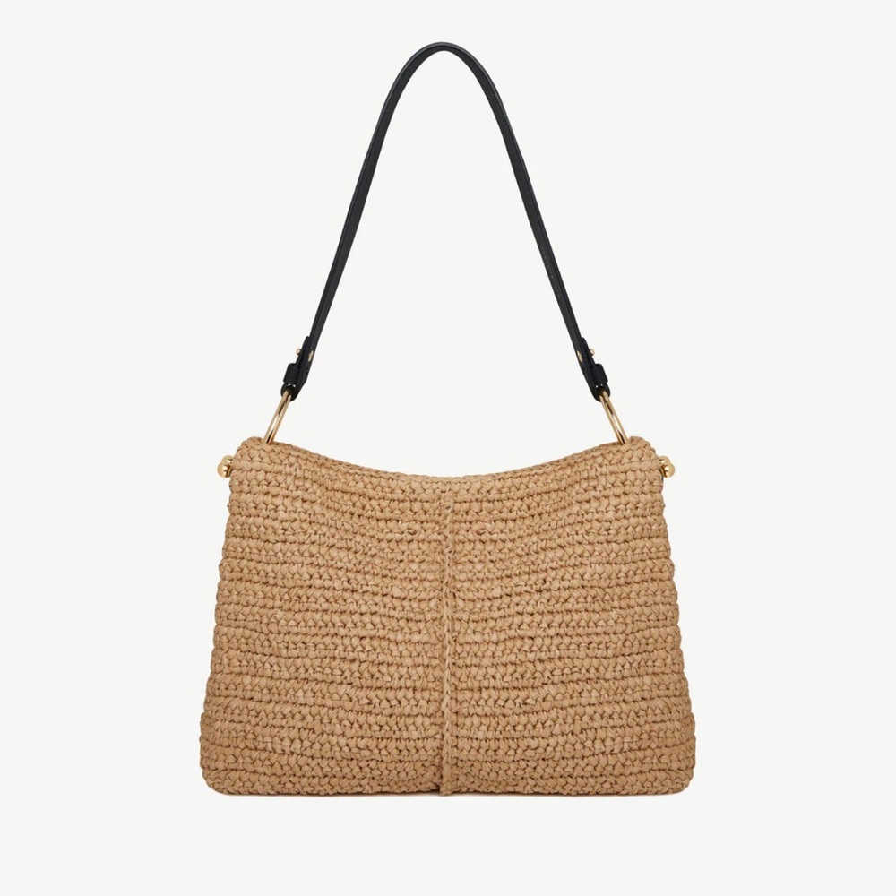 Strathberry Lana hobo raffia black bag leather straps handmade in Spain - Picture 3 of 12